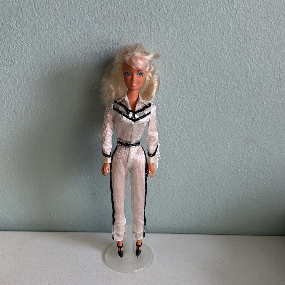 Vintage Bartee Doll In White Western Jumpsuit with Black Trim (Barbie Clone)